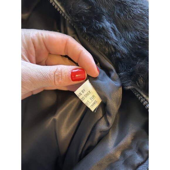 Vintage 90s Rabbit Fur Cropped Zip Jacket Mob Wife Black - Picture 6 of 9